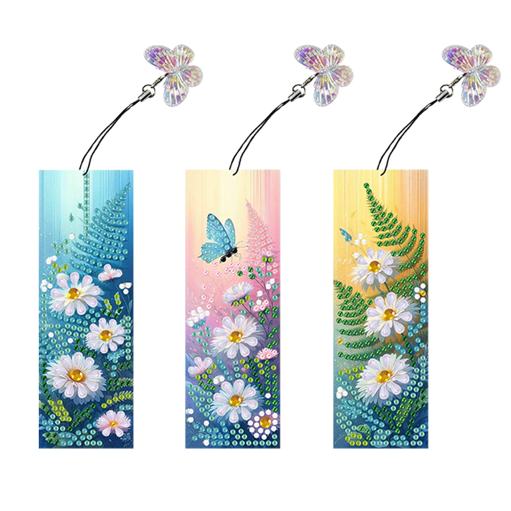 3Pcs Special Shaped Animal Flower 5D DIY Diamond Art Book Mark for Reading Lover