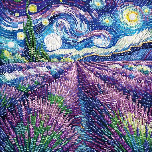 Diamond Painting - Partial Special Shaped - Lavender starry sky (30*30CM)
