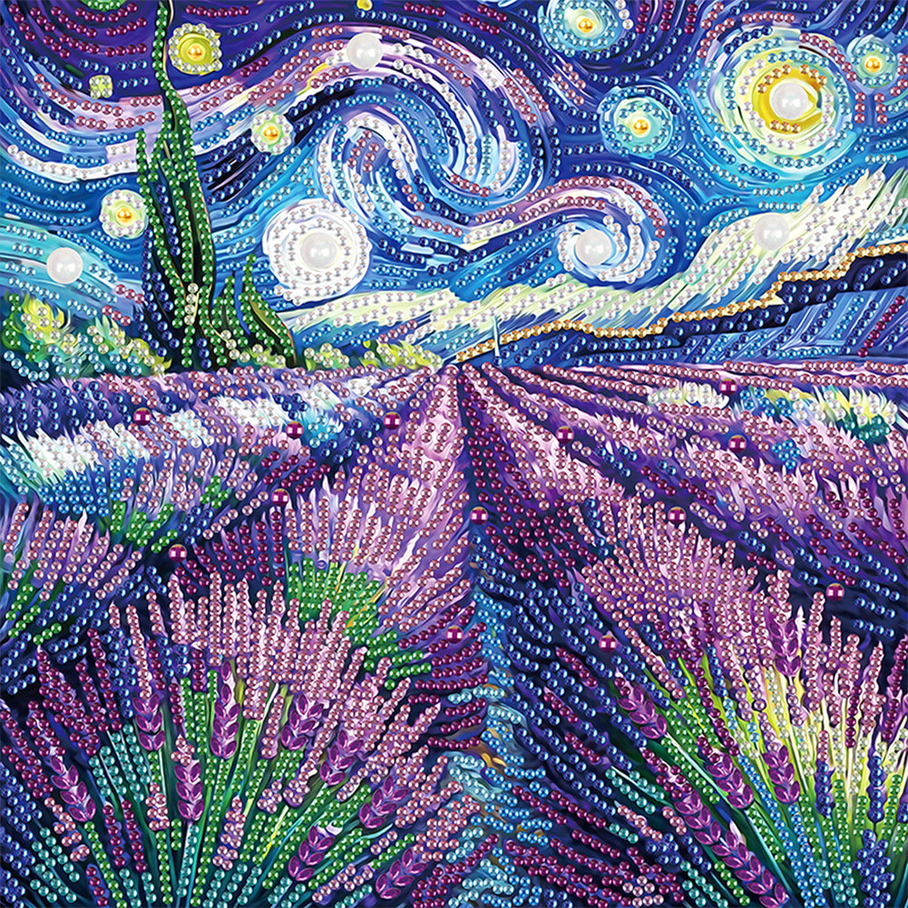 Diamond Painting - Partial Special Shaped - Lavender starry sky (30*30CM)
