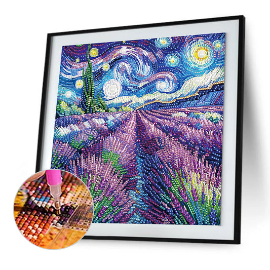 Diamond Painting - Partial Special Shaped - Lavender starry sky (30*30CM)