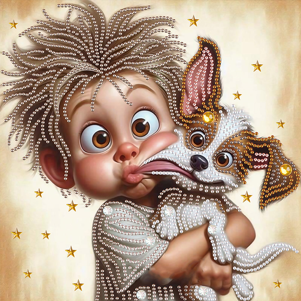 Diamond Painting - Partial Special Shaped - Cute children (30*30CM)