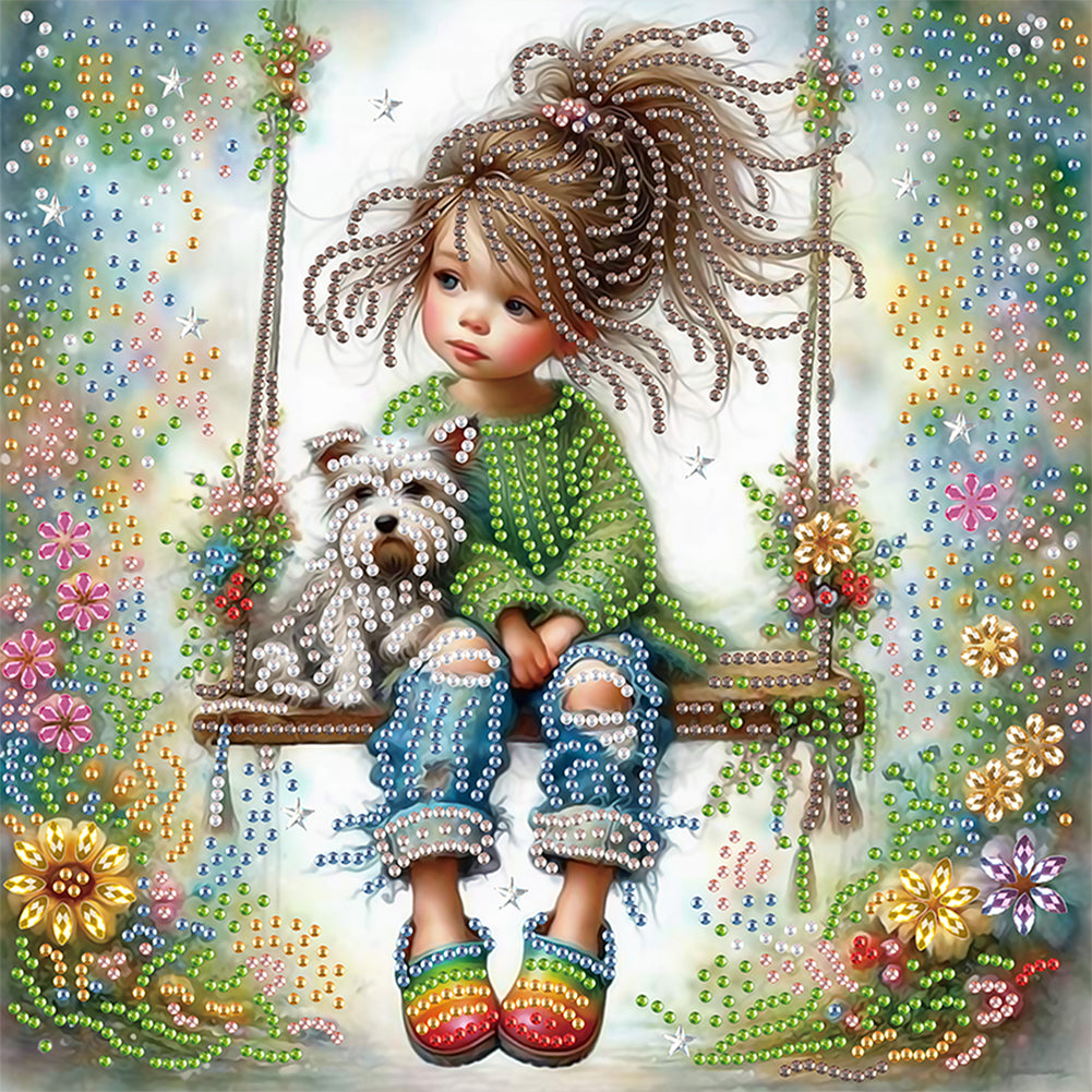 Diamond Painting - Partial Special Shaped - Cute children (30*30CM)