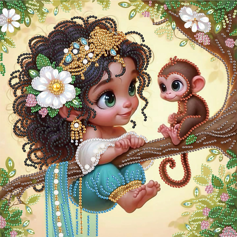 Diamond Painting - Partial Special Shaped - Cute children (30*30CM)
