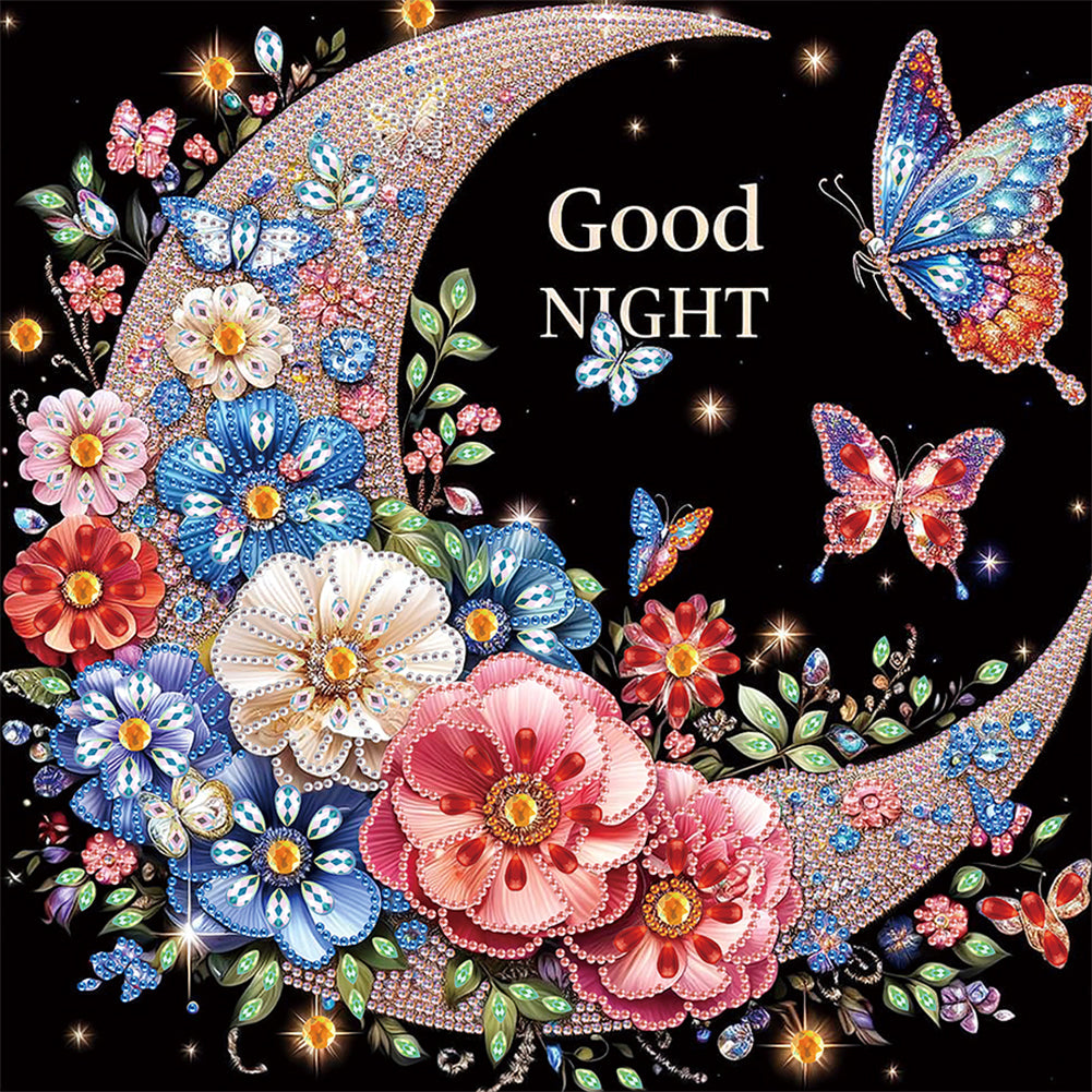 Diamond Painting - Partial Special Shaped - Crescent butterfly (40*40CM)