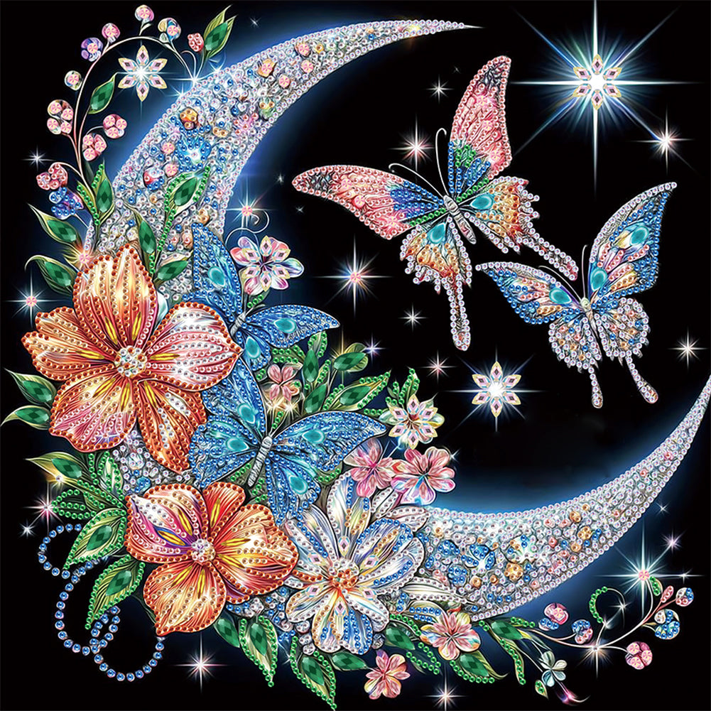 Diamond Painting - Partial Special Shaped - Crescent butterfly (40*40CM)