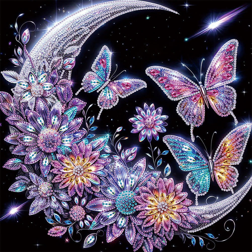 Diamond Painting - Partial Special Shaped - Crescent butterfly (40*40CM)