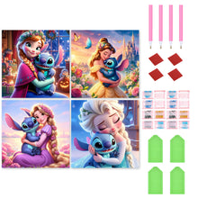 Load image into Gallery viewer, 4pcs Round Diamond Painting Set - Disney Stitch (30*30CM)
