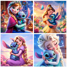 Load image into Gallery viewer, 4pcs Round Diamond Painting Set - Disney Stitch (30*30CM)
