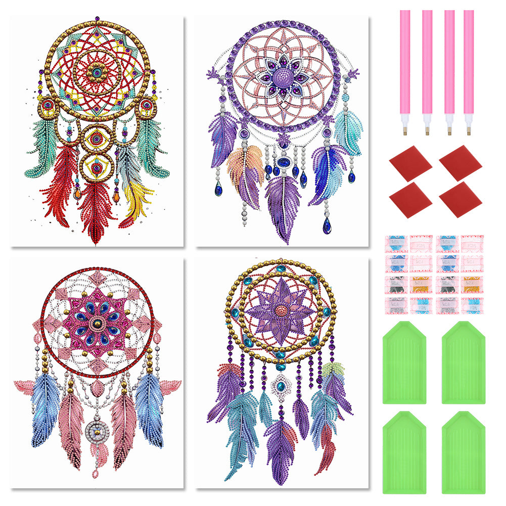 4Pcs Partial Special Diamond Painting Set - Dream catcher (30*40CM)