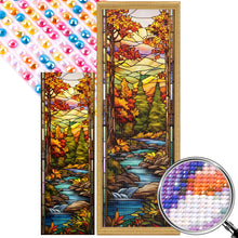 Load image into Gallery viewer, AB Diamond Painting - Full Round - Autumn scenery glass art (30*90CM)
