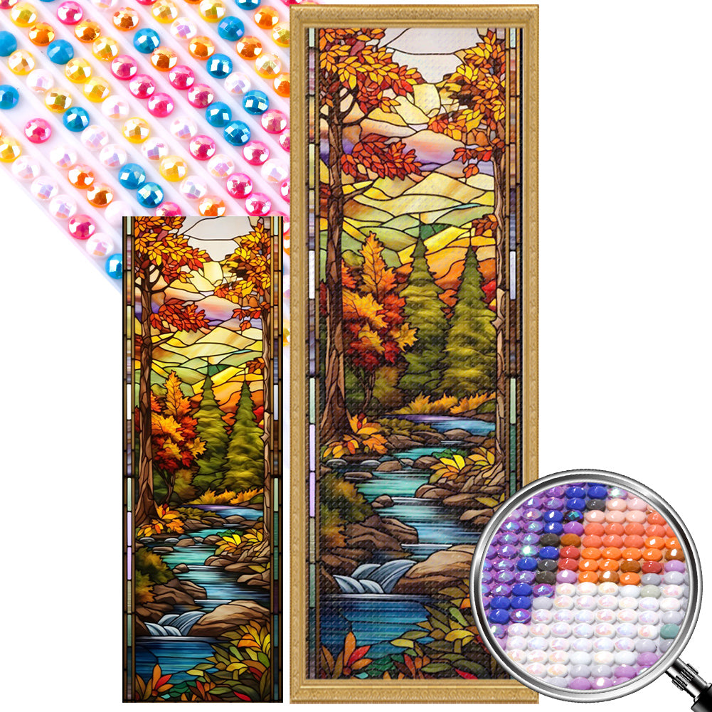 AB Diamond Painting - Full Round - Autumn scenery glass art (30*90CM)