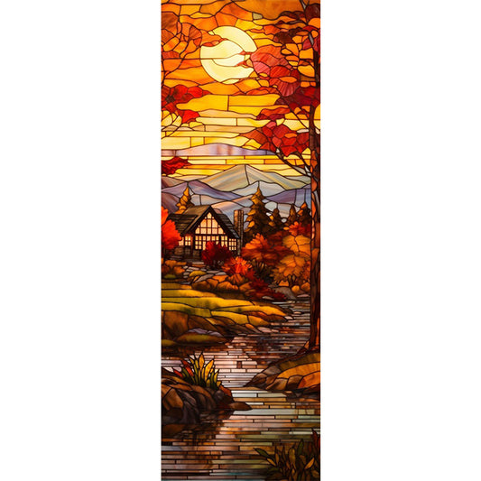 AB Diamond Painting - Full Round - Autumn cottage landscape glass art (30*90CM)