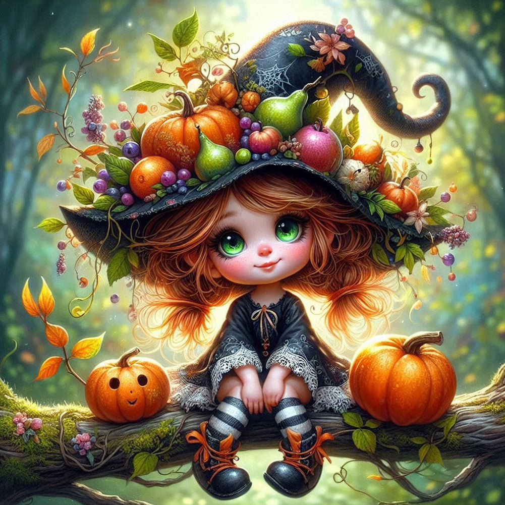 Diamond Painting - Full Round - Pumpkin witch (40*40CM)