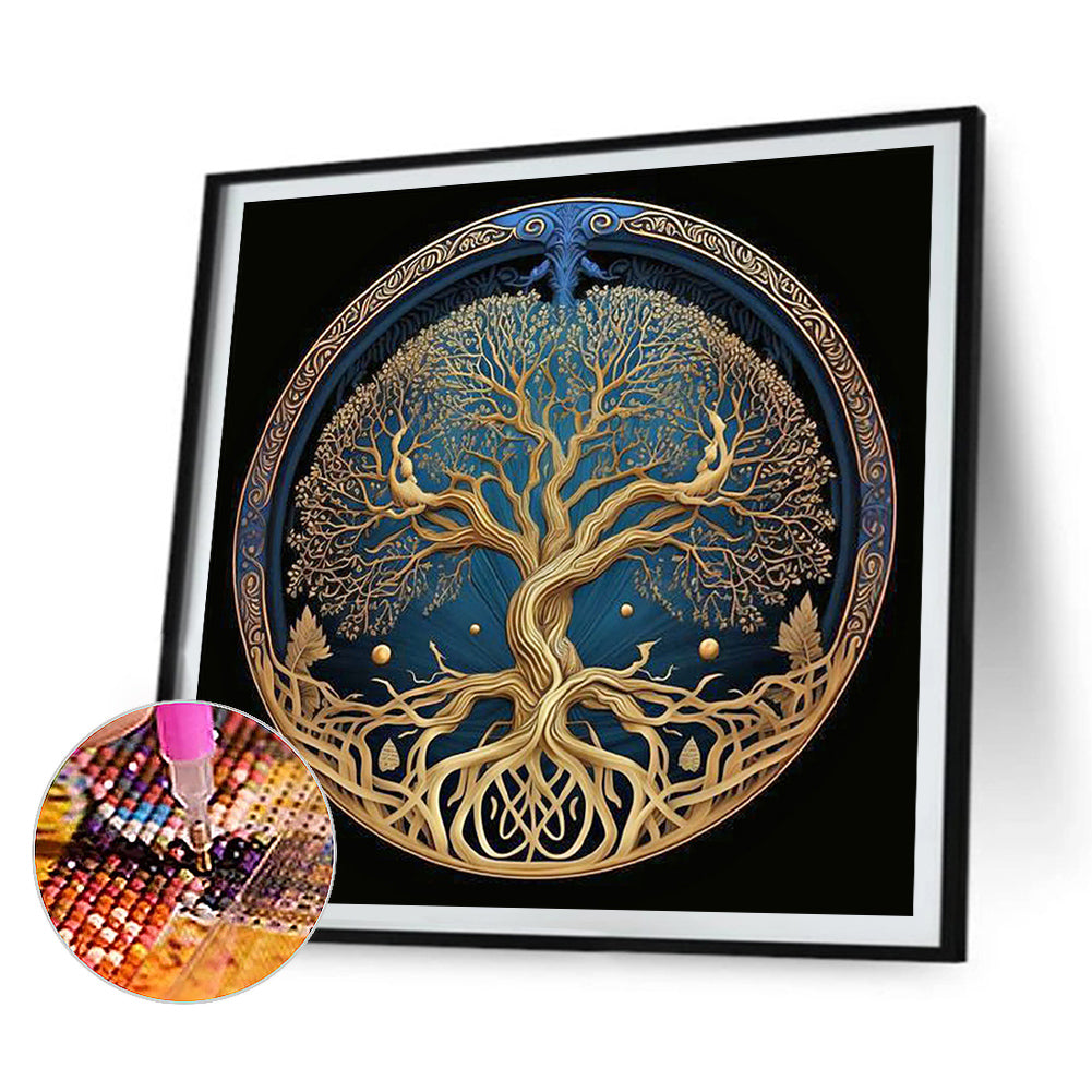4pcs Round Diamond Painting Set - Flowers and plants (30*30CM)