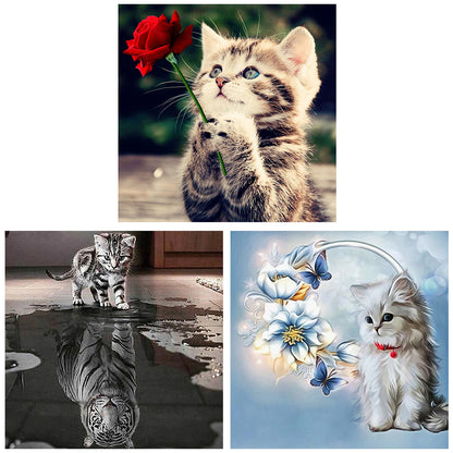 3pcs Round Diamond Painting Set - Cat (30*30CM)
