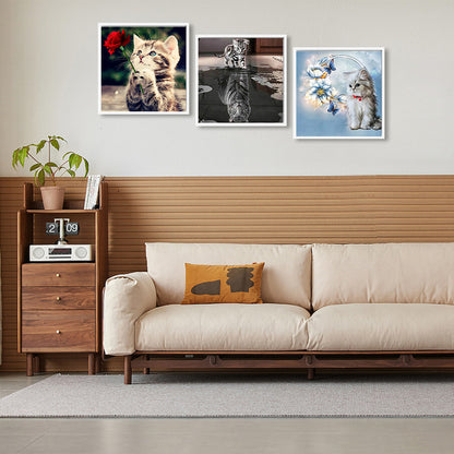 3pcs Round Diamond Painting Set - Cat (30*30CM)