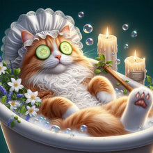 Load image into Gallery viewer, Diamond Painting - Full Round - Bathing kitten (40*40CM)
