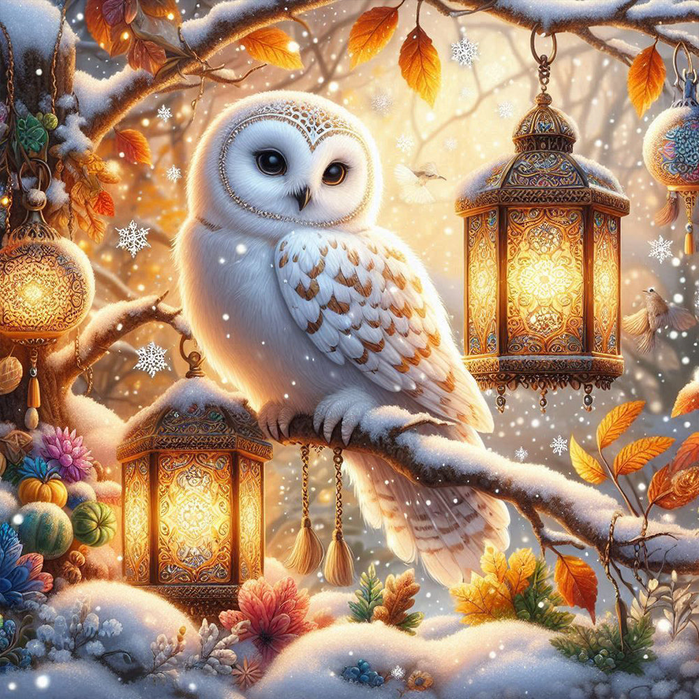 Diamond Painting - Full Round - Owl in the snow (40*40CM)