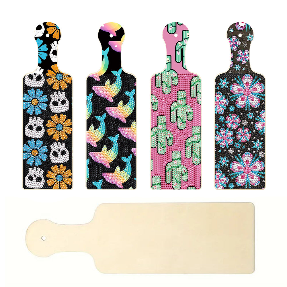 4Pcs Flower Pattern 5D DIY Diamond Painting Serving Tray for Desk Coffee Table