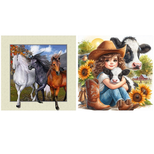 2pcsRound Diamond Painting Set - Animal (30*30CM)