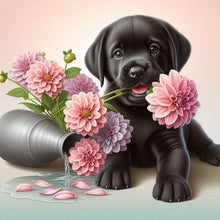 Load image into Gallery viewer, 4pcsRound Diamond Painting Set - Flower puppy (30*30CM)
