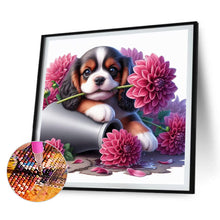 Load image into Gallery viewer, 4pcsRound Diamond Painting Set - Flower puppy (30*30CM)
