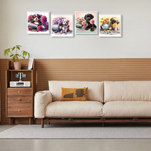 Load image into Gallery viewer, 4pcsRound Diamond Painting Set - Flower puppy (30*30CM)
