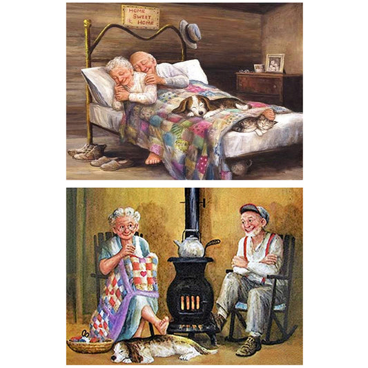 2pcs Round Diamond Painting Set - Old man (40*30CM)