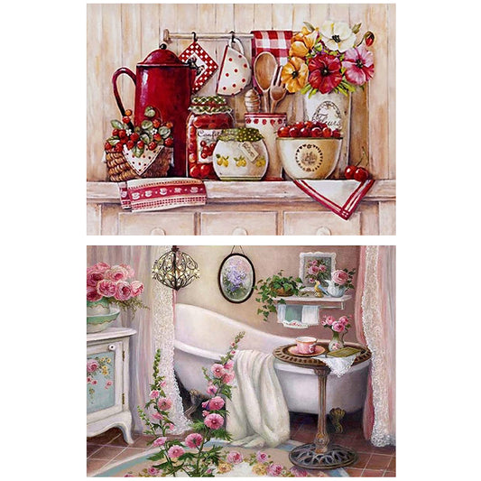 2pcs Round Diamond Painting Set - Home (40*30CM)