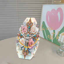 Load image into Gallery viewer, DIY Diamond Painting Wooden Necklace Display Stand Holder (Cross Flowers A)
