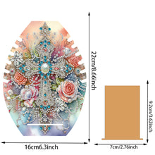 Load image into Gallery viewer, DIY Diamond Painting Wooden Necklace Display Stand Holder (Cross Flowers B)
