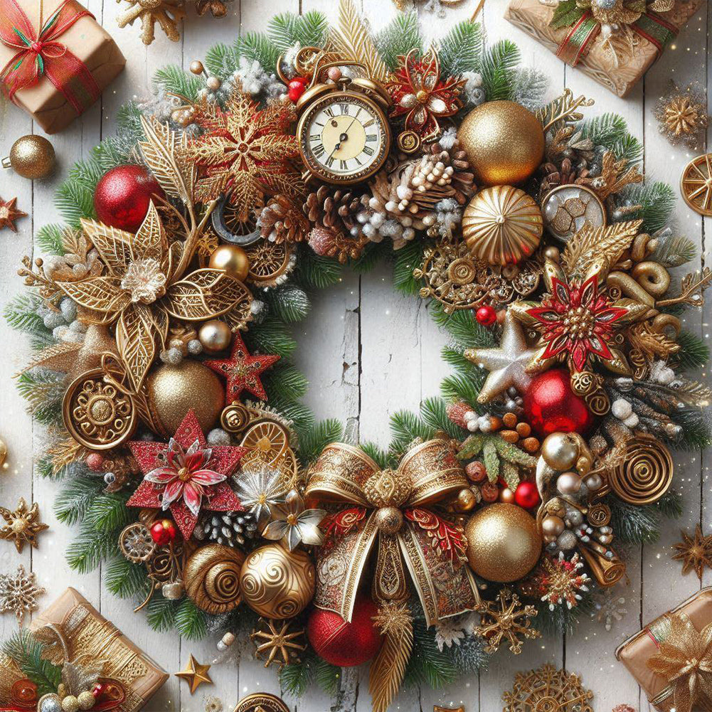 Diamond Painting - Full Round - Christmas wreath (40*40CM)