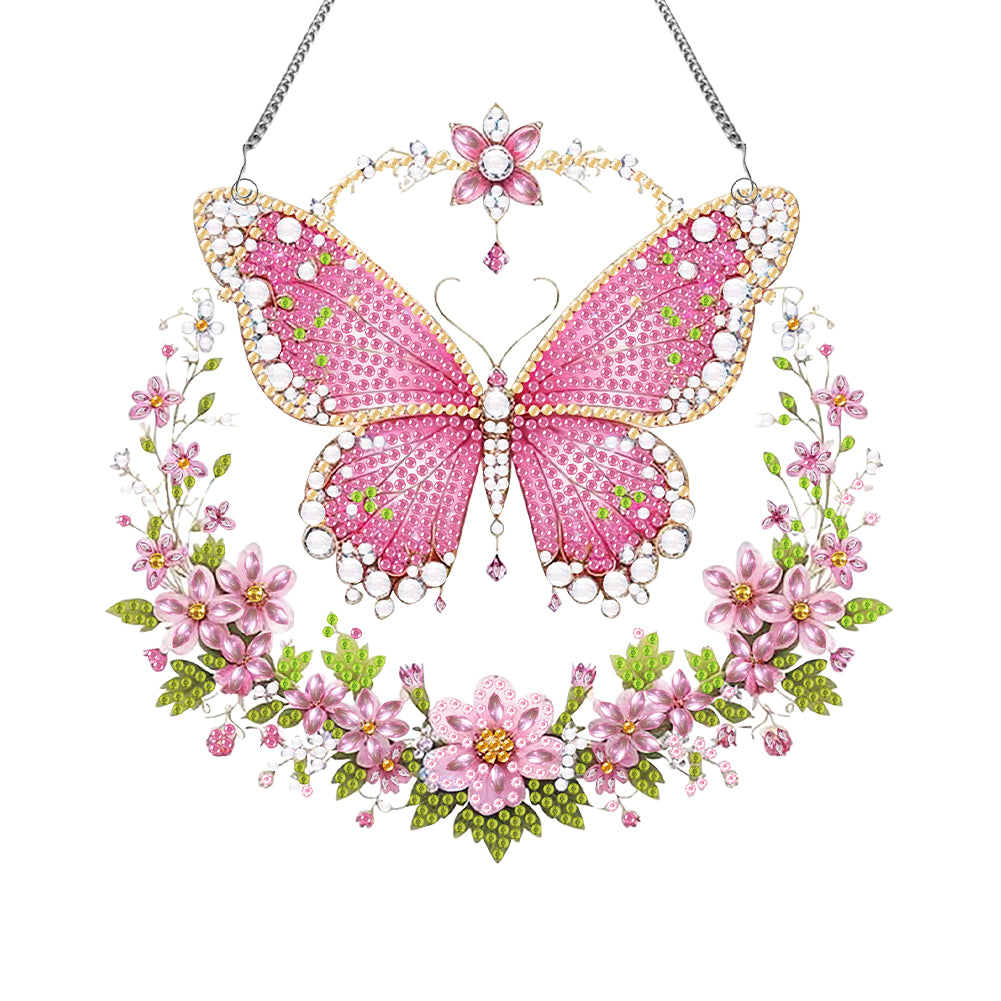 Acrylic Special Shaped Pink Butterfly Diamond Painting Hanging Home Decorations