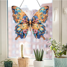 Load image into Gallery viewer, Acrylic Special Shaped Yellow Blue Butterfly Diamond Painting Hanging Decoration
