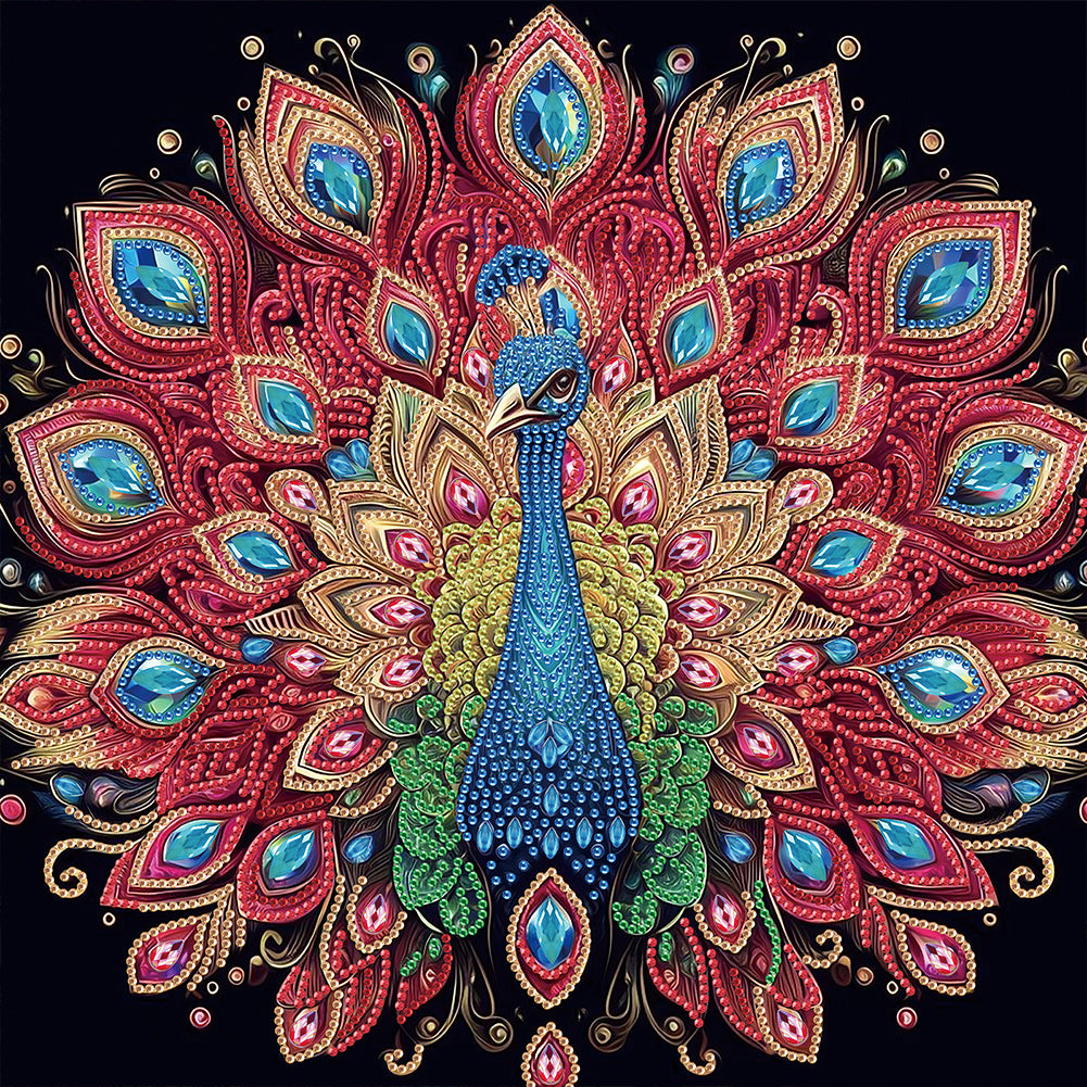 Diamond Painting - Partial Special Shaped - Peacock (40*40CM)