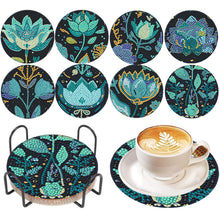 Load image into Gallery viewer, 8Pcs Wooden Flower Diamond Painting Coasters DIY Cup Coasters for Home Office

