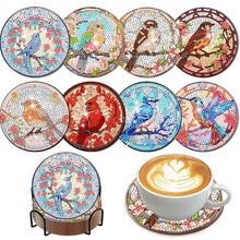 Load image into Gallery viewer, 8Pcs Wooden Bird Diamond Painting Coasters for Art Craft for Home Office
