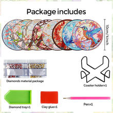 Load image into Gallery viewer, 8Pcs Wooden Bird Diamond Painting Coasters for Art Craft for Home Office
