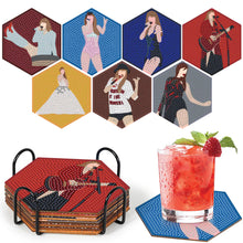 Load image into Gallery viewer, 7Pcs Wooden Singer Girl Diamond Painting Coasters for Art Craft for Home Office
