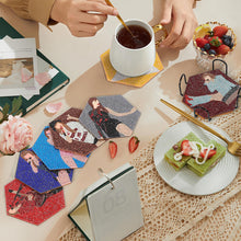 Load image into Gallery viewer, 7Pcs Wooden Singer Girl Diamond Painting Coasters for Art Craft for Home Office
