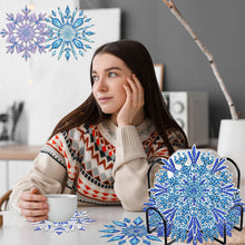 Load image into Gallery viewer, 8Pcs Wooden Snowflake Diamond Painting Coasters for Art Craft for Home Office
