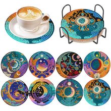 Load image into Gallery viewer, 8Pcs Wooden Sun Moon Star Diamond Painting Coasters for Art Craft for Home Decor
