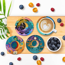 Load image into Gallery viewer, 8Pcs Wooden Sun Moon Star Diamond Painting Coasters for Art Craft for Home Decor
