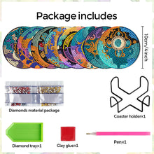 Load image into Gallery viewer, 8Pcs Wooden Sun Moon Star Diamond Painting Coasters for Art Craft for Home Decor
