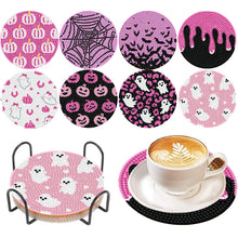 Load image into Gallery viewer, 8Pcs Wooden Halloween Diamond Painting Coasters for Art Craft for Home Office
