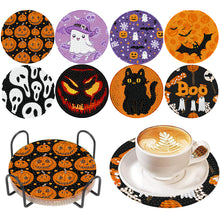 Load image into Gallery viewer, 8Pcs Wooden Halloween Diamond Painting Coasters for Art Craft for Home Office
