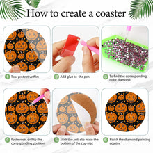 Load image into Gallery viewer, 8Pcs Wooden Halloween Diamond Painting Coasters for Art Craft for Home Office
