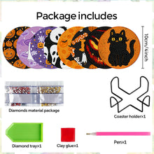 Load image into Gallery viewer, 8Pcs Wooden Halloween Diamond Painting Coasters for Art Craft for Home Office

