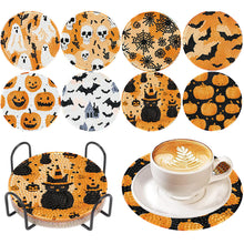 Load image into Gallery viewer, 8Pcs Wooden Halloween Diamond Painting Coasters for Art Craft for Home Office
