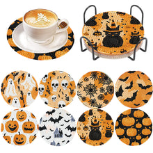 Load image into Gallery viewer, 8Pcs Wooden Halloween Diamond Painting Coasters for Art Craft for Home Office
